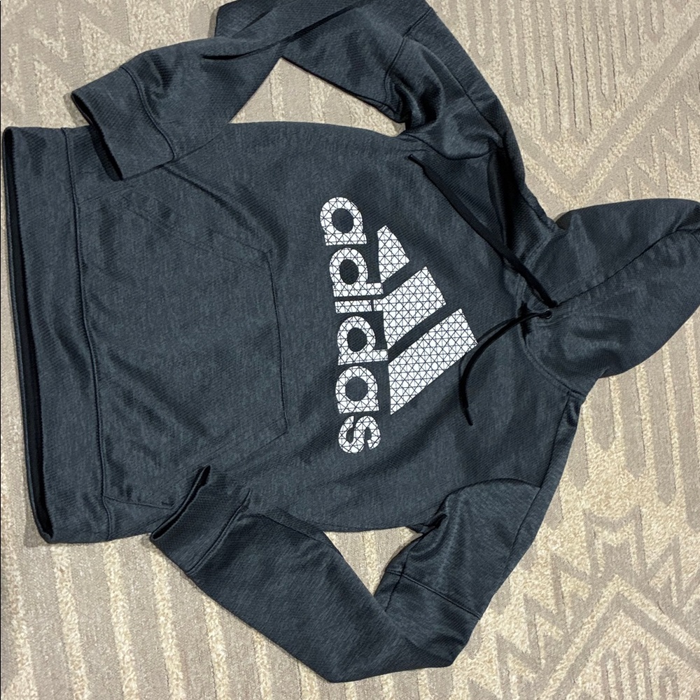 Adidas Charcoal Hoodie with Bold Logo